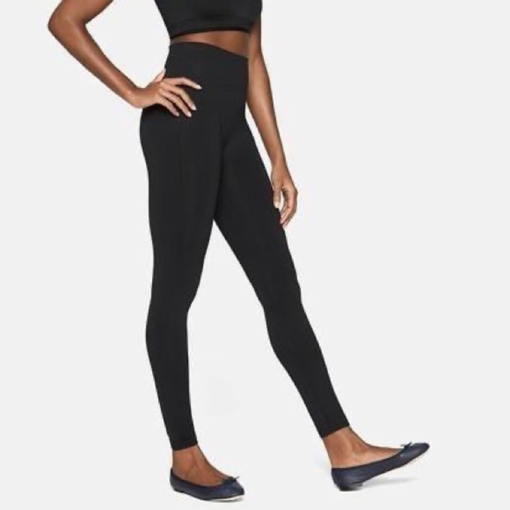 Outdoor Voices Studio Skin Black Ribbed Waist High Rise Leggings EUC Size Small